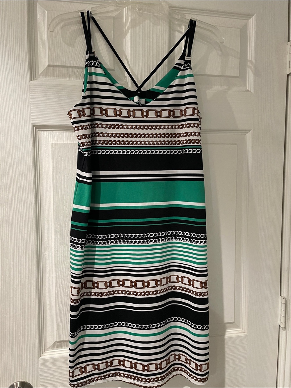 Jules & Leopold Striped Green and Black Sleeveless Summer Dress
